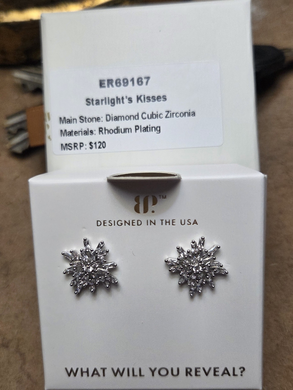 Starlight's Kisses Silver Cubic Zirconia Starburst Earrings